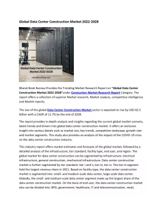 global data center construction market 2022 2028