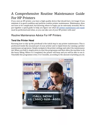 A Comprehensive Routine Maintenance Guide For HP Printers