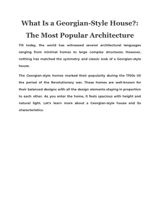 what is a georgian style house