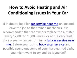 how to avoid heating and air conditioning issues in your car