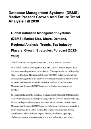 database management systems dbms market present