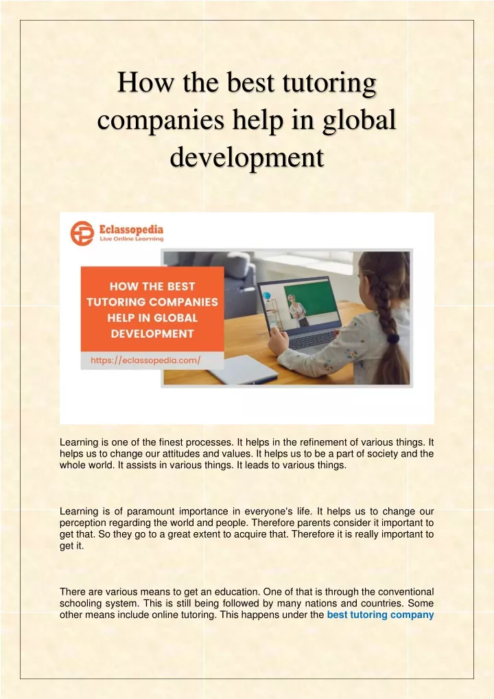 how the best tutoring companies help in global