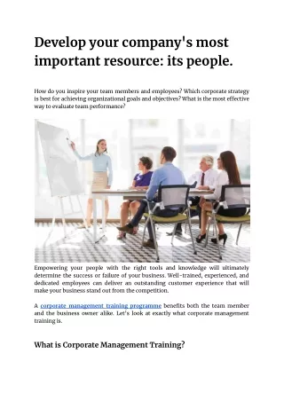 Develop your company's most important resource - its people.