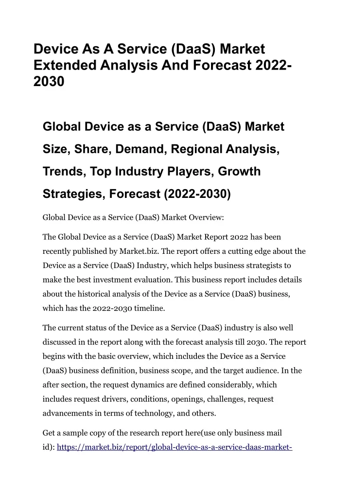 device as a service daas market extended analysis