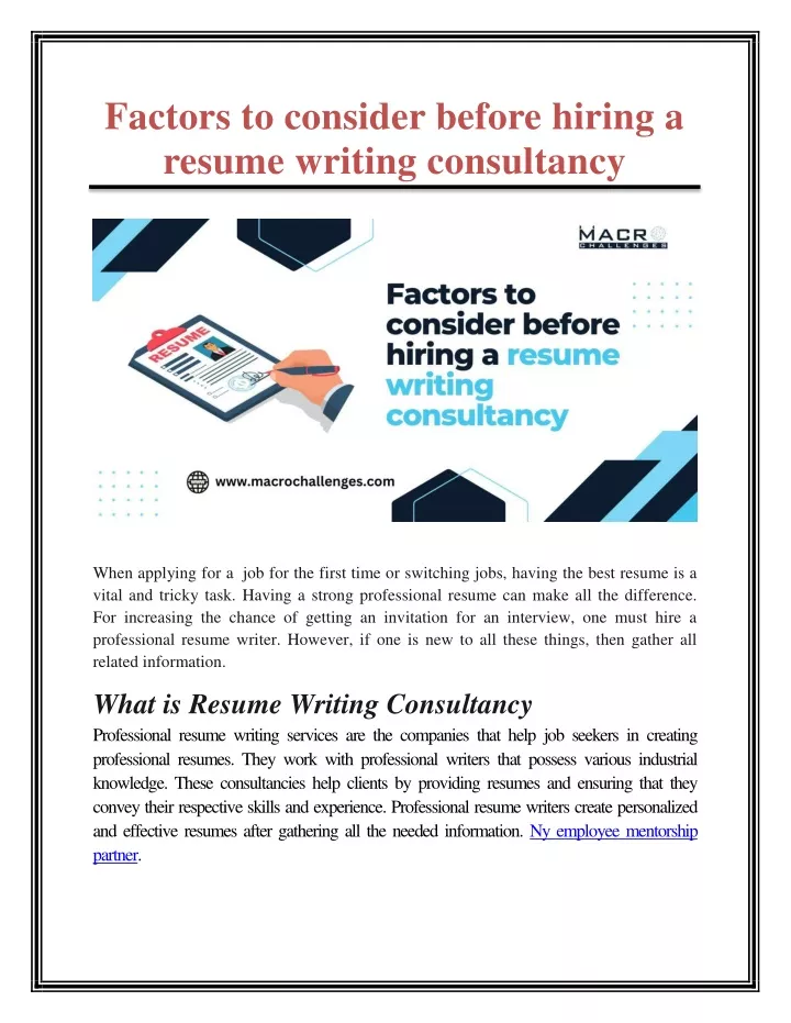 factors to consider before hiring a resume