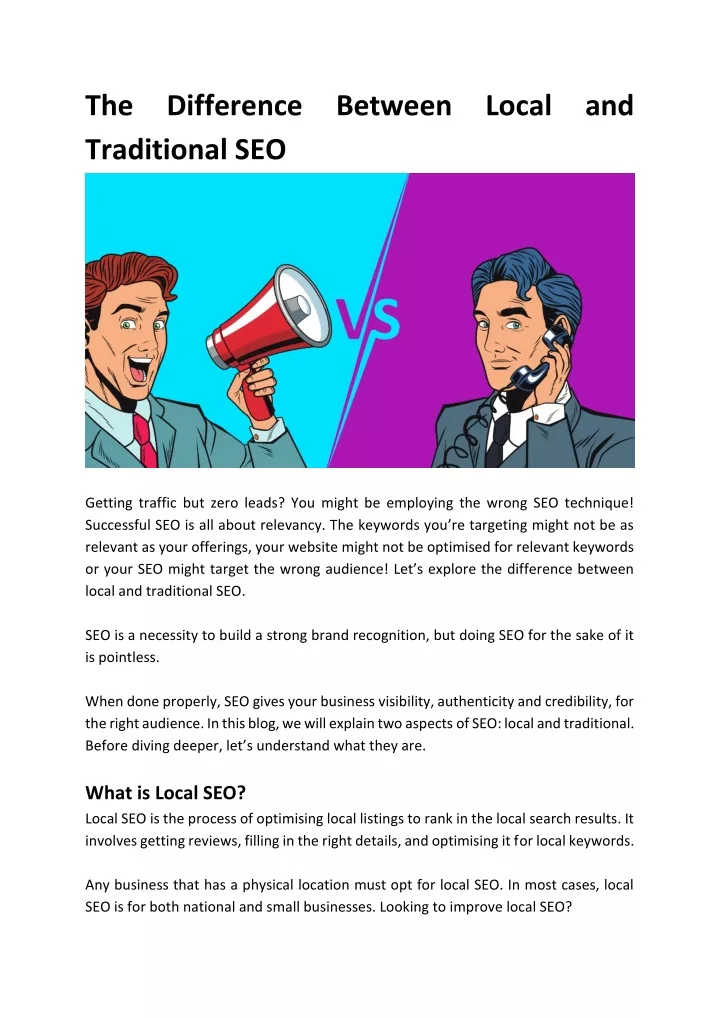 the difference between local and traditional seo