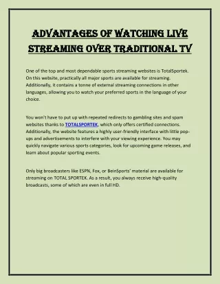 Advantages of watching live streaming over traditional TV