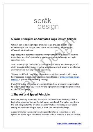5 basic principles of animated logo design service