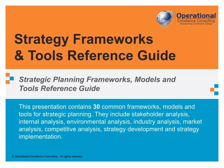 strategy frameworks tools reference guide