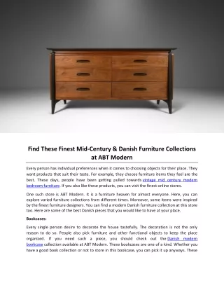 Find These Finest Mid Century Danish Furniture Collections at ABT Modern