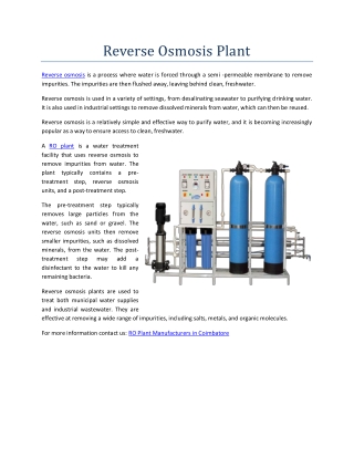 reverse osmosis plant
