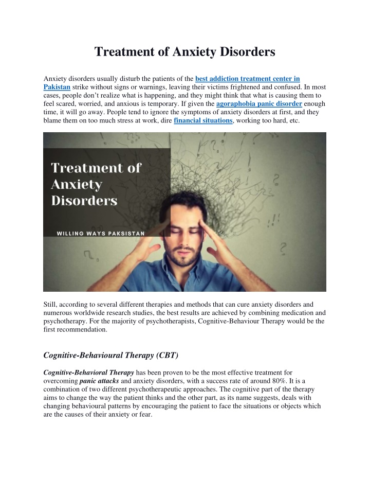 treatment of anxiety disorders anxiety disorders