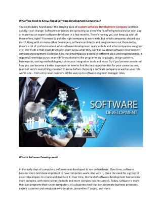 what you need to know about software development