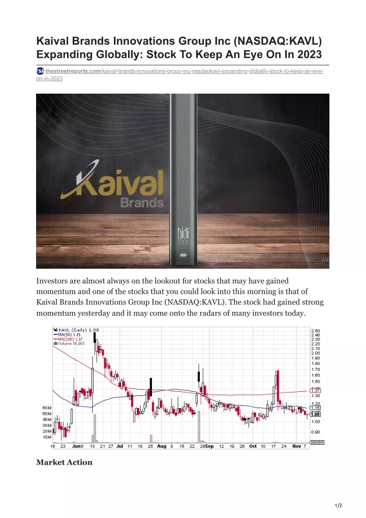 kaival brands innovations group inc nasdaq kavl