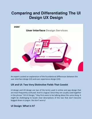 Comparing and Differentiating the UI Design UX Design