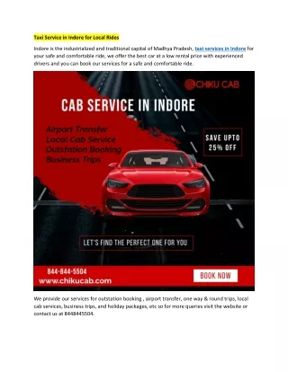 taxi service in indore for local rides