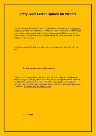 entry level career options for writers
