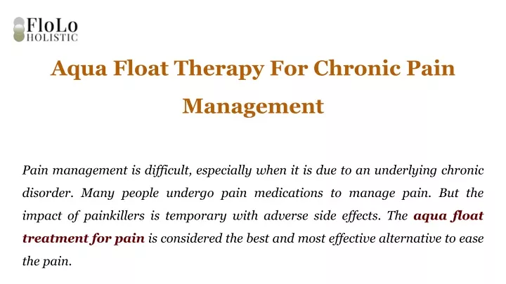 aqua float therapy for chronic pain management