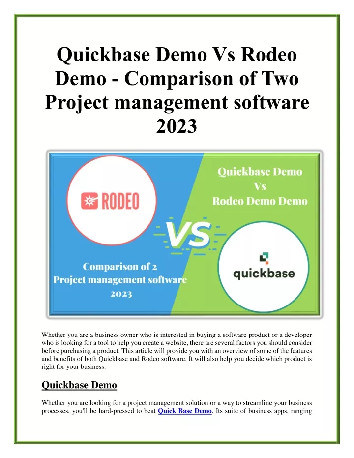 quickbase demo vs rodeo demo comparison