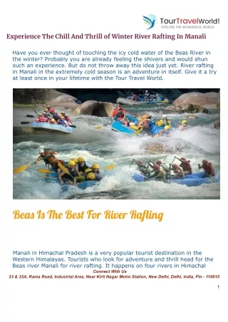 Experience The Chill And Thrill of Winter River Rafting In Manali