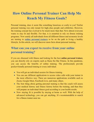 How Online Personal Trainer Can Help Me Reach My Fitness Goals