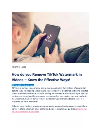 How do you Remove TikTok Watermark in Videos – Know the Effective Ways!