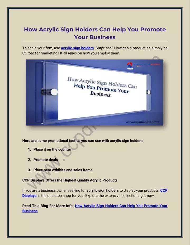 how acrylic sign holders can help you promote