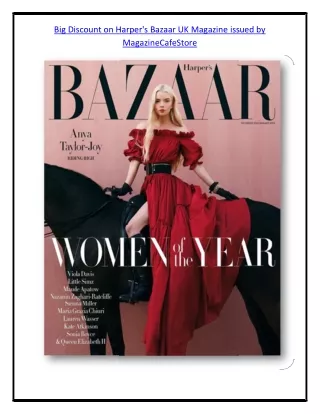 Big Discount on Harper_s Bazaar UK Magazine issued by MagazineCafeStore