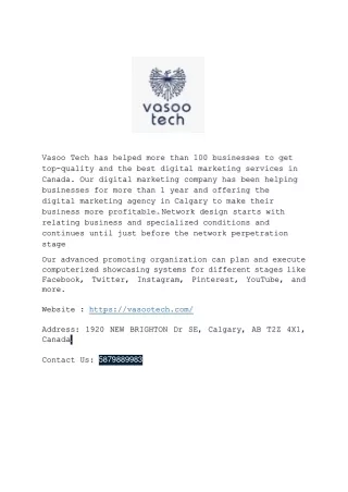 Vasoo Tech | Best Branding Digital Marketing Agency in Calgary