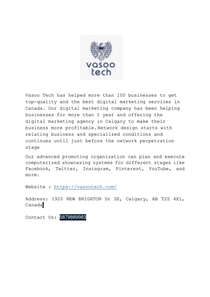 vasoo tech has helped more than 100 businesses