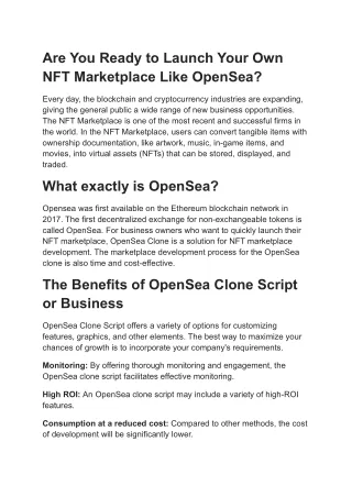 Launch your own NFT marketplace like opensea
