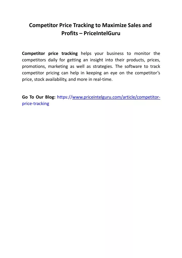 competitor price tracking to maximize sales