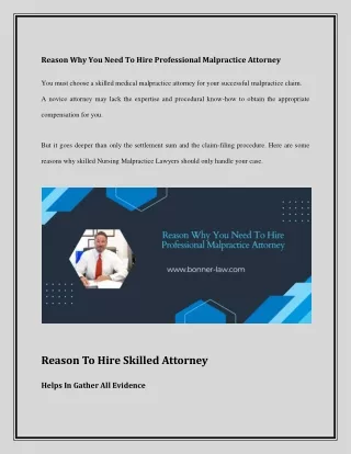 Reason Why You Need To Hire Professional Malpractice Attorney