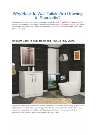why back to wall toilets are growing in popularity