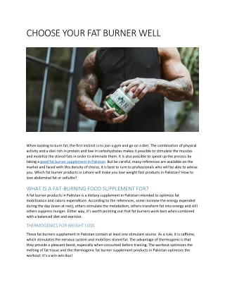 choose your fat burner well