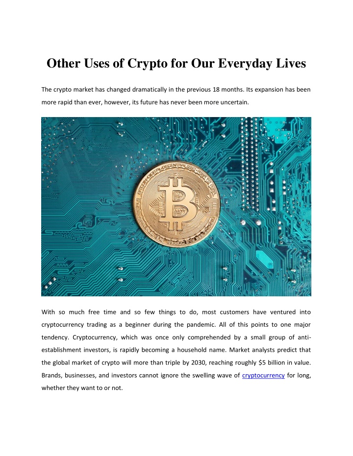 other uses of crypto for our everyday lives