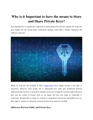 why is it important to have the means to store