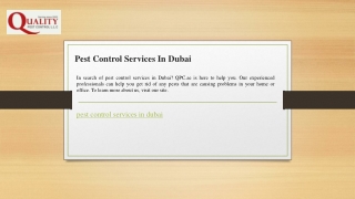 Pest Control Services In Dubai  Qpc.ae