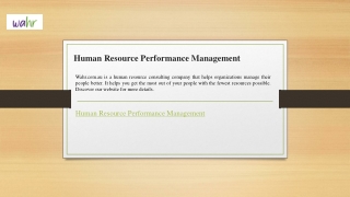 Human Resource Performance Management  Wahr.com.au