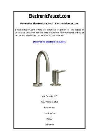 Decorative Electronic Faucets  Electronicfaucet.com
