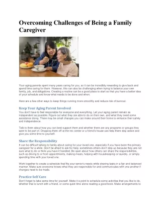 overcoming challenges of being a family caregiver