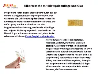 Silberbrosche mit Blattgoldauflage und Glas - Keramik Kunst online verkaufen