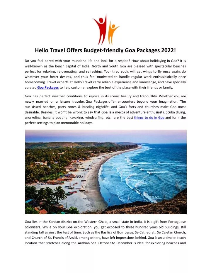 hello travel offers budget friendly goa packages