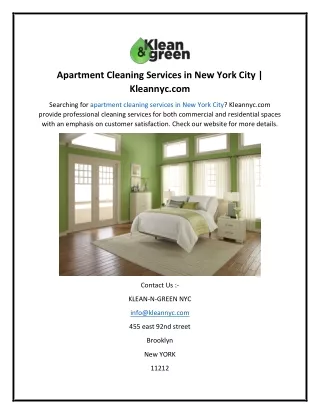 Apartment Cleaning Services in New York City  Kleannyc.com