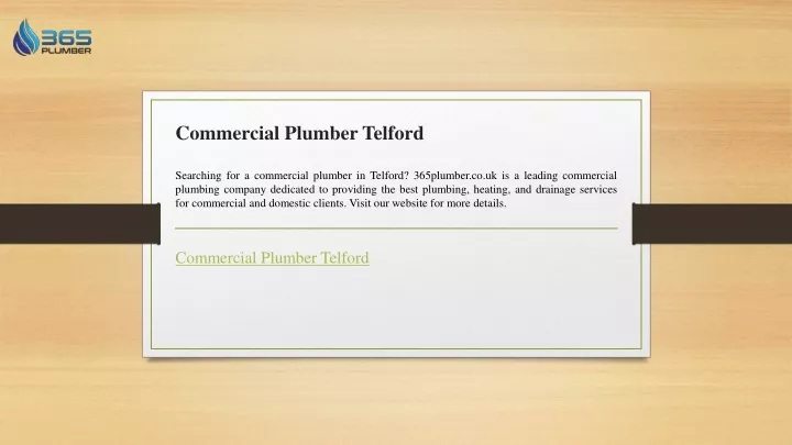 commercial plumber telford
