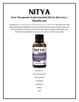 Pure Therapeutic Grade Essential Oils for Skin Care  Nityalife.com