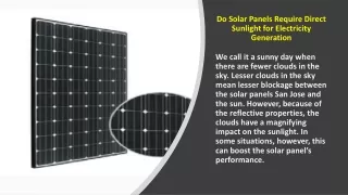 Do Solar Panels Require Direct Sunlight for Electricity Generation