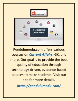 Current Affairs | Pendulumedu.com