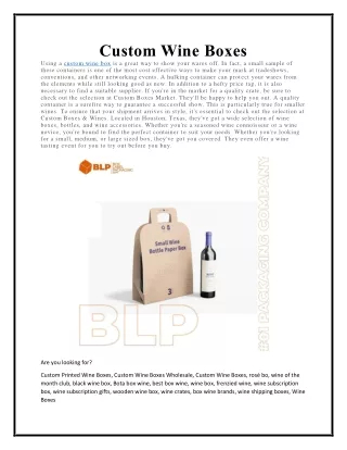 custom wine boxes using a custom wine