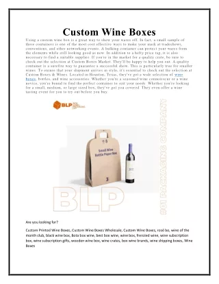custom wine boxes using a custom wine